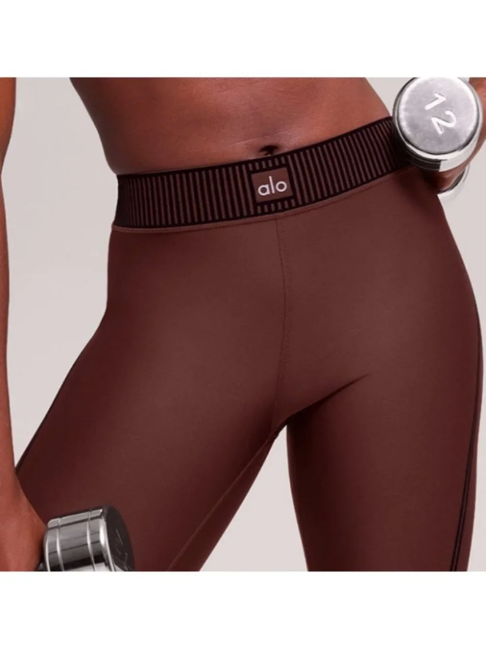 Alo Airlift High-Waist 7/8 Line Up Leggings Brownstone Hi-Rise Waisted Tights XS